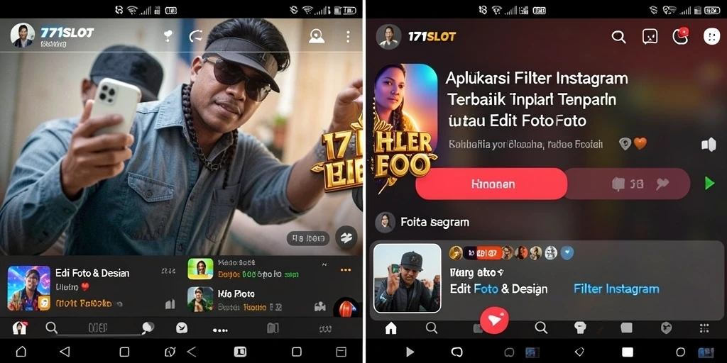 Tampilan antarmuka 171SLOT dengan filter Instagram yang menarik.