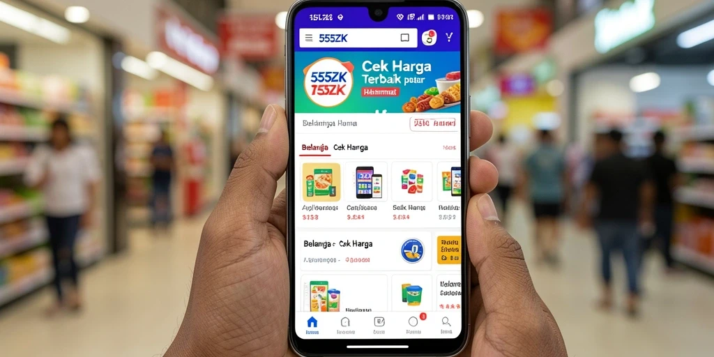 Antarmuka 555ZK yang user-friendly untuk cek harga produk.