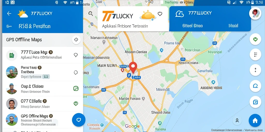 Tampilan antarmuka aplikasi GPS Offline Maps 777LUCKY yang intuitif.