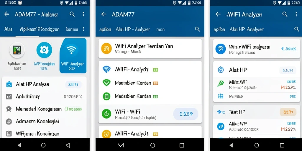 Antarmuka ADAM77 yang menampilkan analisis jaringan WiFi secara real-time.