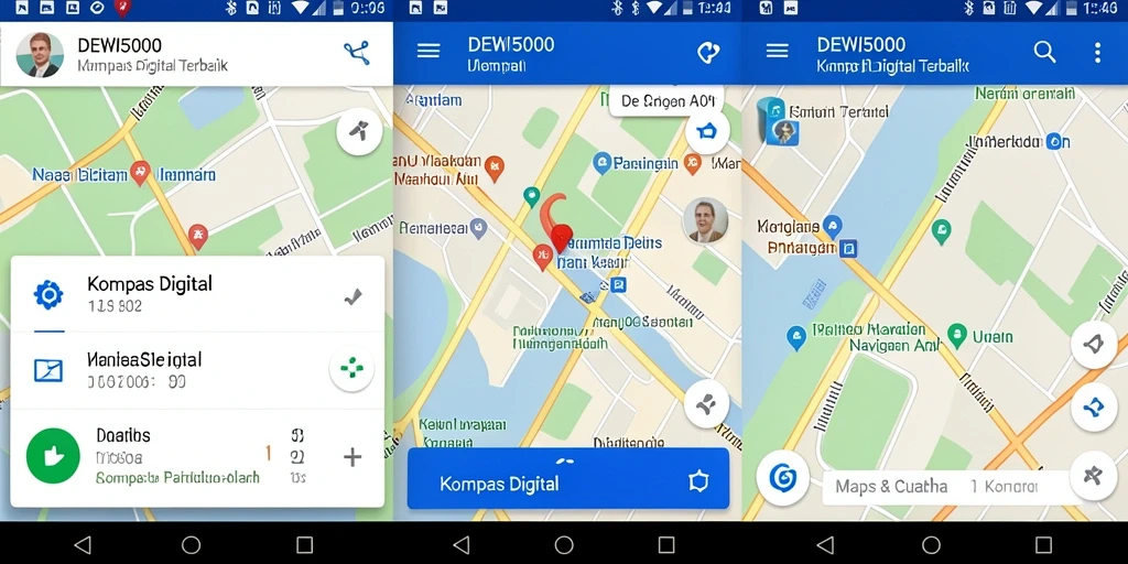 Antarmuka aplikasi DEWI5000 yang intuitif dan berfungsi sebagai kompas digital.