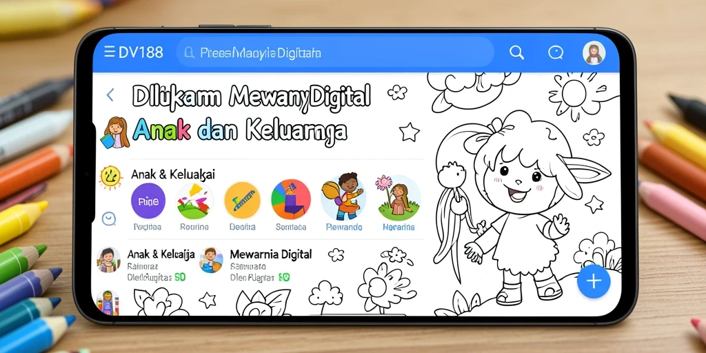 Tampilan antarmuka aplikasi Mewarnai Digital DV188 yang menarik dan interaktif.