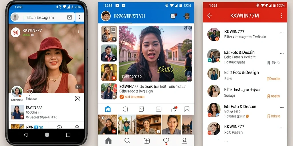 Tampilan antarmuka pengguna dari aplikasi Filter Instagram yang menarik.