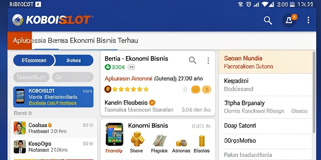 Tampilan antarmuka KOBOISLOT dengan berita ekonomi terkini.