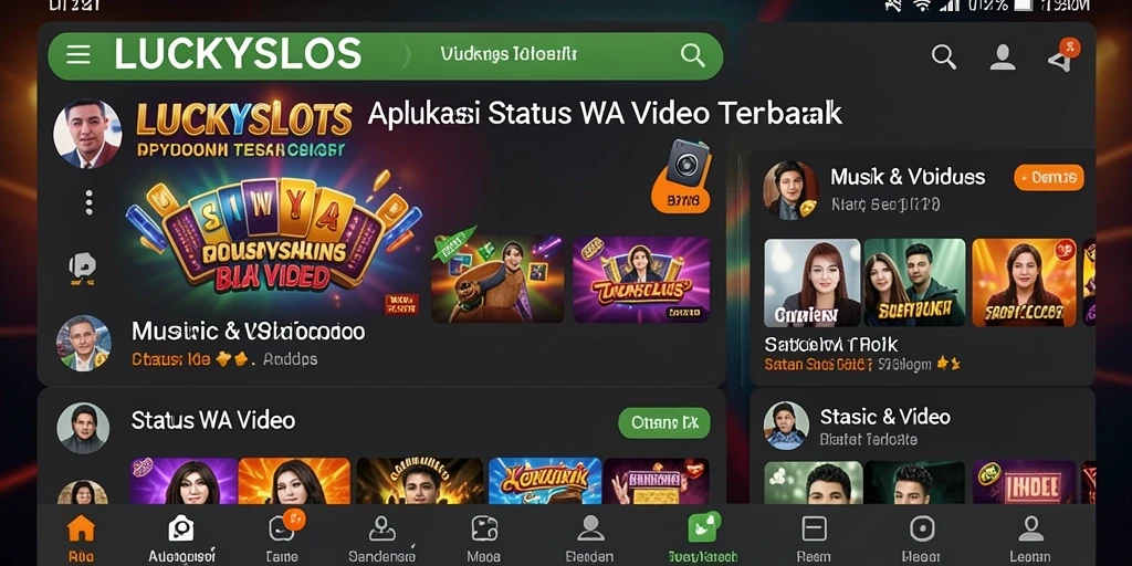 Tampilan antarmuka LUCKYSLOTS untuk status WA video yang menarik.